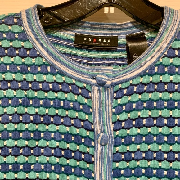 Axcess Liz Claiborne Company Short Sleeve Button Front Multi-color Top XL NWT - Picture 3 of 10